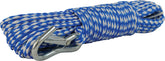 Attwood 11725-2 Hollow Braided Polypropylene Anchor Line with Spring Hook - 3/8" x 50', Blue/White